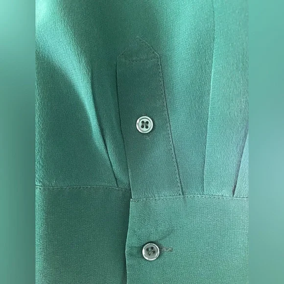 Joie | “Marlo” Silk Military Flap Pocket Blouse | Teal/Green | Medium - Picture 8 of 8